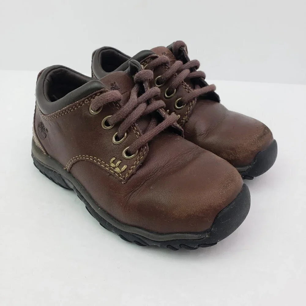 Timberland Baby Bot Size 7.5 Brown Leather Lace Up Casual Shoes 45832 0327
